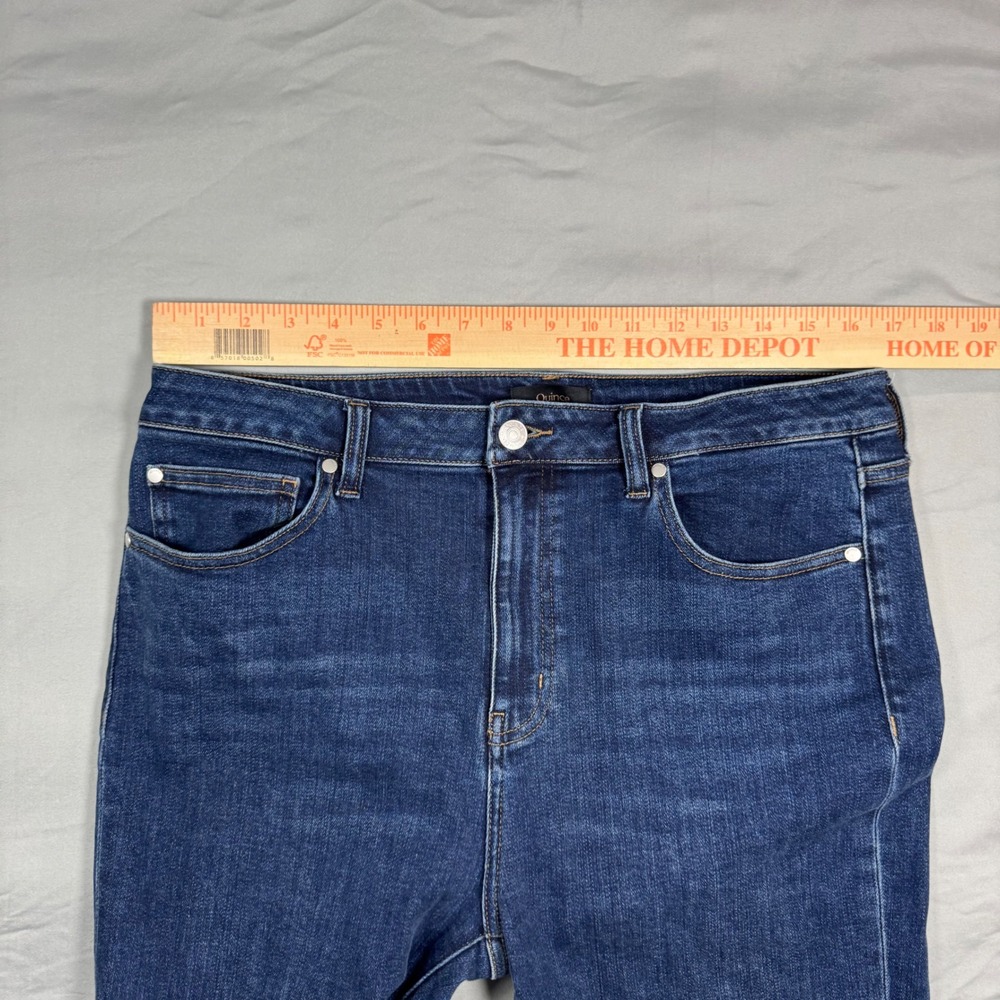 Quince Womens Stretch High Rise Straight Jeans Dark Wash 32/26 (Fits 34x25.5) - Picture 5 of 10